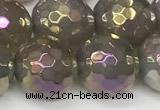 CAA5648 15 inches 12mm faceted round AB-color grey agate beads