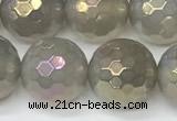 CAA5653 15 inches 12mm faceted round AB-color grey agate beads