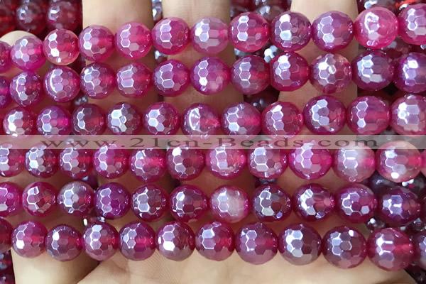 CAA5661 15 inches 8mm faceted round AB-color red agate beads
