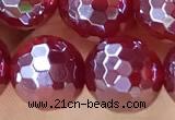 CAA5662 15 inches 10mm faceted round AB-color red agate beads