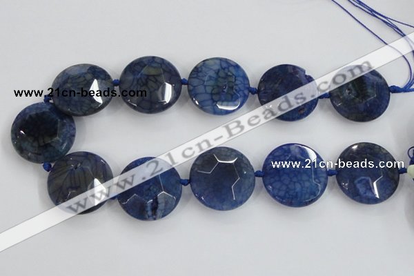 CAA567 15.5 inches 35mm faceted flat round dragon veins agate beads