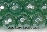 CAA5686 15 inches 8mm faceted round AB-color green agate beads