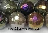 CAA5692 15 inches 10mm faceted round AB-color Indian agate beads
