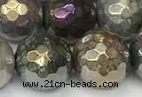 CAA5693 15 inches 12mm faceted round AB-color Indian agate beads