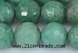CAA5707 15 inches 10mm faceted round green grass agate beads