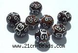 CAA5715 16mm round tibetan agate dzi beads wholesale