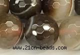 CAA5738 15 inches 12mm faceted round banded agate beads