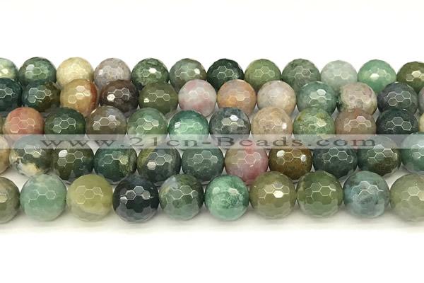 CAA5753 15 inches 12mm faceted round Indian agate beads