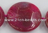 CAA576 15.5 inches 45mm faceted flat round dragon veins agate beads