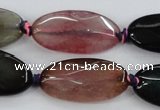 CAA578 15.5 inches 15*30mm faceted oval dragon veins agate beads