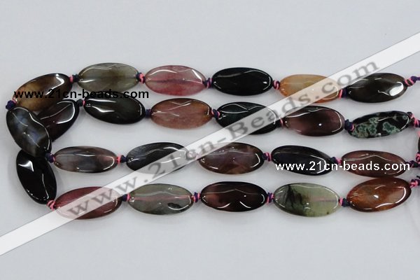 CAA578 15.5 inches 15*30mm faceted oval dragon veins agate beads