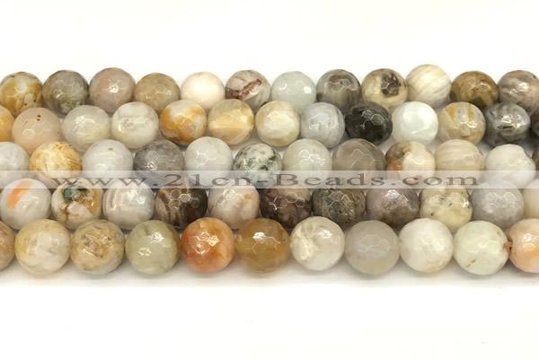 CAA5807 15 inches 10mm faceted round bamboo leaf agate beads