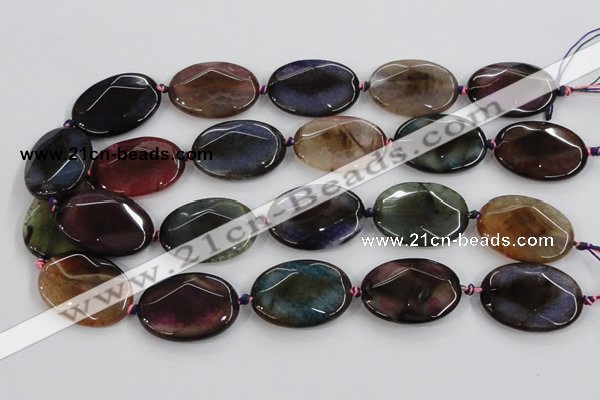 CAA581 15.5 inches 25*35mm faceted oval dragon veins agate beads