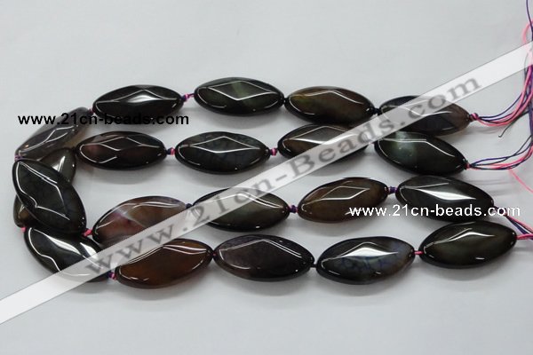 CAA584 15.5 inches 19*38mm faceted marquise dragon veins agate beads