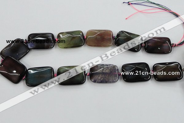 CAA590 15.5 inches 22*30mm faceted rectangle dragon veins agate beads