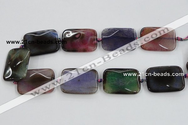 CAA592 15.5 inches 30*40mm faceted rectangle dragon veins agate beads