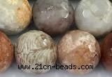 CAA5922 15 inches 10mm faceted round chrysanthemum agate beads