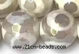 CAA5930 8mm, 10mm & 12mm faceted round AB-color tibetan agate beads