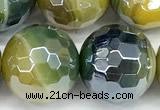 CAA5955 15 inches 12mm faceted round AB-color line agate beads