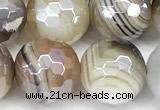 CAA5958 15 inches 10mm faceted round AB-color line agate beads