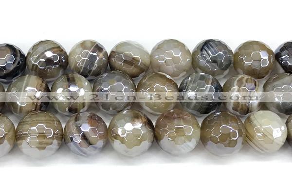 CAA5960 15 inches 14mm faceted round AB-color line agate beads