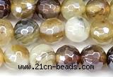 CAA5961 15 inches 6mm faceted round AB-color line agate beads