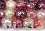 CAA5965 15 inches 6mm faceted round AB-color line agate beads