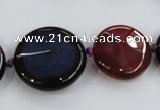 CAA597 20mm - 40mm faceted flat round dragon veins agate beads