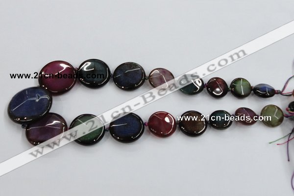 CAA597 20mm - 40mm faceted flat round dragon veins agate beads