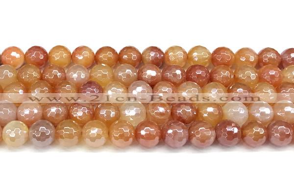 CAA5971 15 inches 10mm faceted round AB-color line agate beads