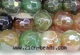 CAA5973 15 inches 6mm faceted round AB-color line agate beads