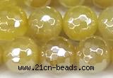 CAA5988 15 inches 8mm faceted round AB-color line agate beads