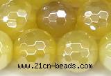 CAA5989 15 inches 10mm faceted round AB-color line agate beads