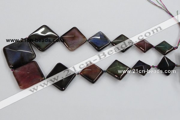 CAA600 20*20mm – 40*40mm faceted diamond dragon veins agate beads