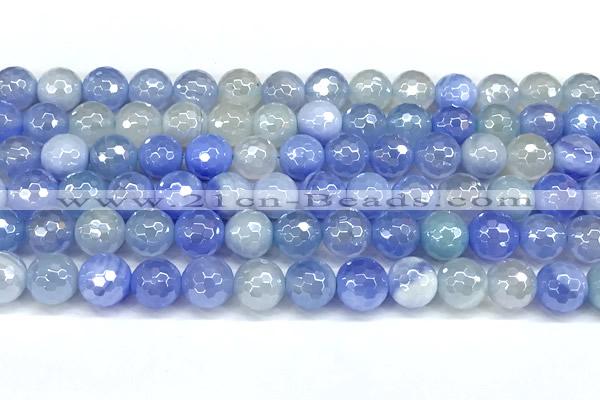 CAA6006 15 inches 8mm faceted round AB-color line agate beads