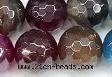 CAA6011 15 inches 10mm faceted round AB-color line agate beads