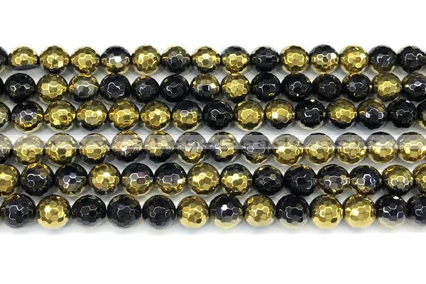 CAA6024 15 inches 6mm faceted round electroplated agate beads