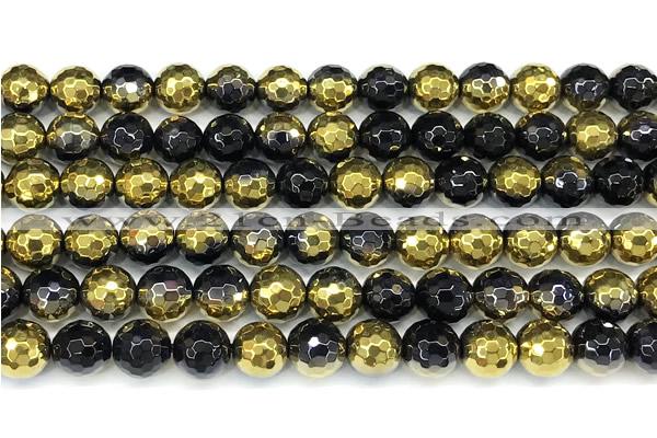 CAA6025 15 inches 8mm faceted round electroplated agate beads
