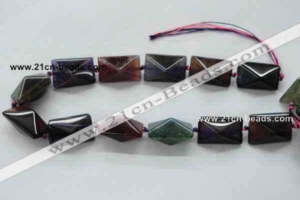 CAA604 15.5 inches 20*20*30mm pyramid dragon veins agate beads