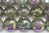 CAA6043 15 inches 8mm faceted round AB-color grey agate beads