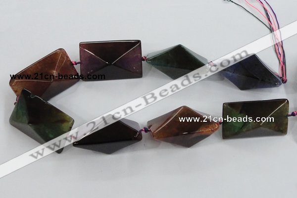 CAA605 15.5 inches 30*30*45mm pyramid dragon veins agate beads