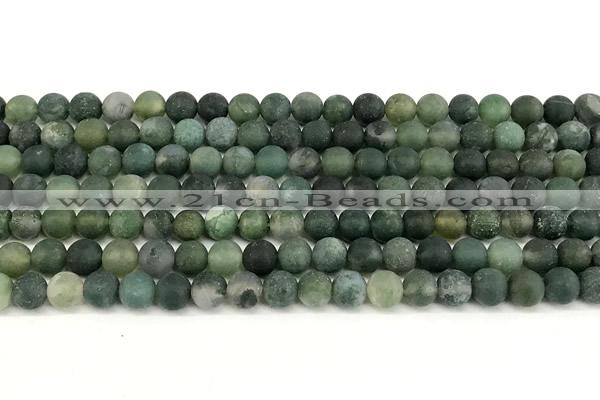 CAA6070 15 inches 4mm round matte moss agate beads