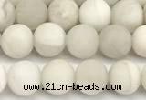 CAA6076 15 inches 6mm round matte white crazy lace agate beads