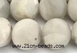 CAA6079 15 inches 12mm round matte white crazy lace agate beads