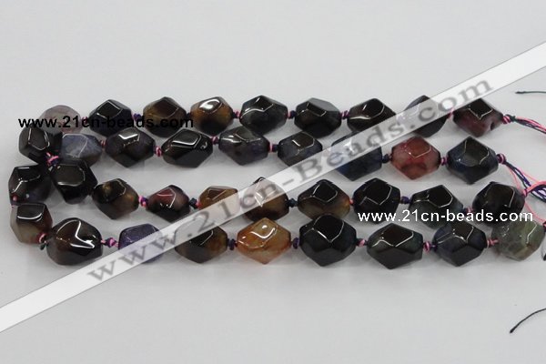 CAA608 15.5 inches 15*20mm faceted nuggets dragon veins agate beads