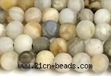 CAA6080 15 inches 4mm round matte bamboo leaf agate beads