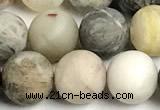 CAA6083 15 inches 10mm round matte bamboo leaf agate beads