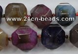 CAA609 15.5 inches 15*15mm faceted nuggets dragon veins agate beads