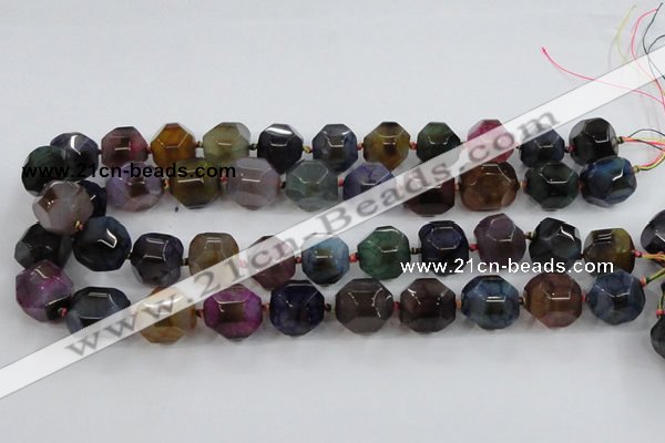 CAA609 15.5 inches 15*15mm faceted nuggets dragon veins agate beads