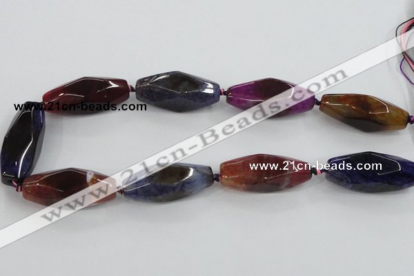 CAA615 15.5 inches 16*40mm faceted rice dragon veins agate beads